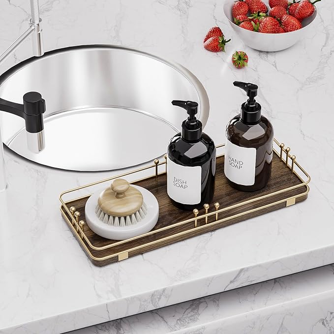 Bathroom Vanity Tray for Countertop Toiletries Perfume Makeup Soap Dispenser - Image 4