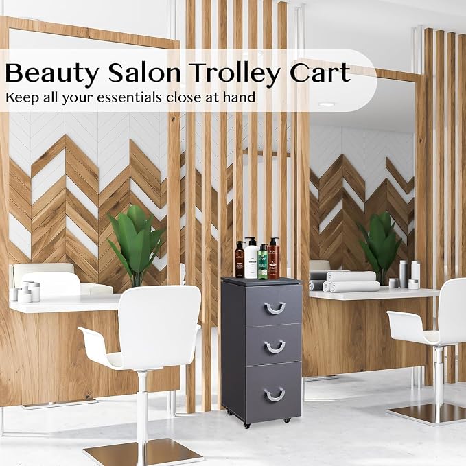 OmySalon Salon Cart with Wheels, 3-Tier Rolling Hair Styling Station - Image 5