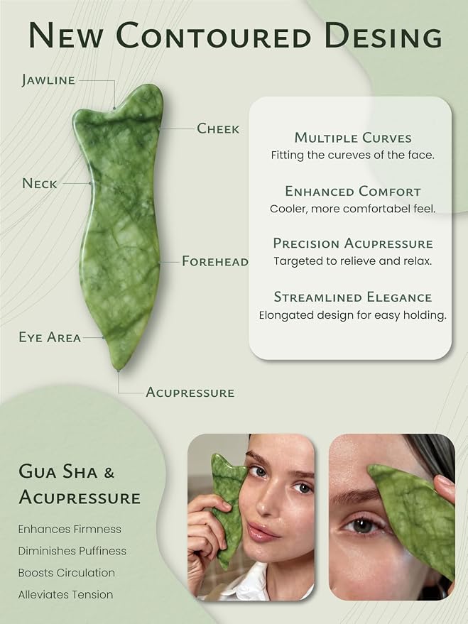 Rena Chris Natural Jade Gua Sha Facial Tools - Image 2