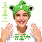 2-Pack Frog Hair Turbans, Super Absorbent Microfiber Hair Towels - Image 5