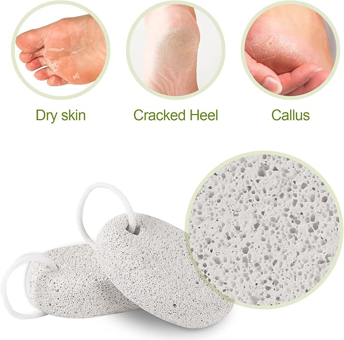 2PCS Natural Pumice Stone, Asqraqo Lava Pedicure Tools Hard Skin Callus Remover - Image 4