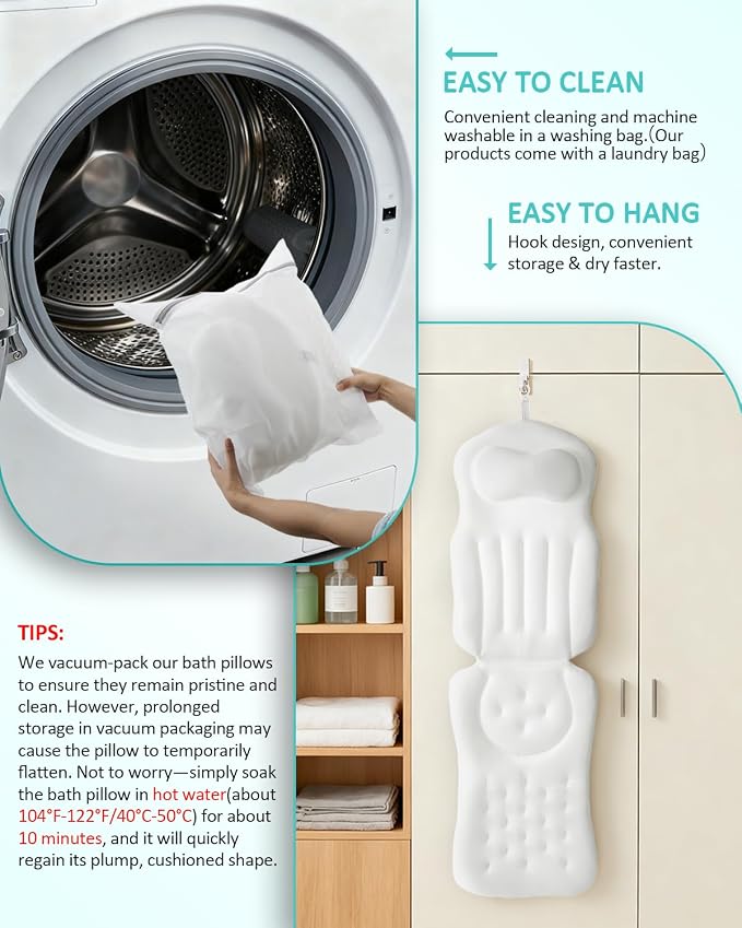 Full Body Bath Pillow for Bathtub, 5D Thick Tub Pillow for Bathtub - Image 5