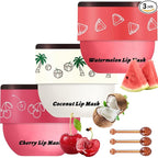 3 PCS Bee Lip Balm Lip Mask Honey Pot, Watermelon & Cherry & Coconut Lip Mask by Unknown