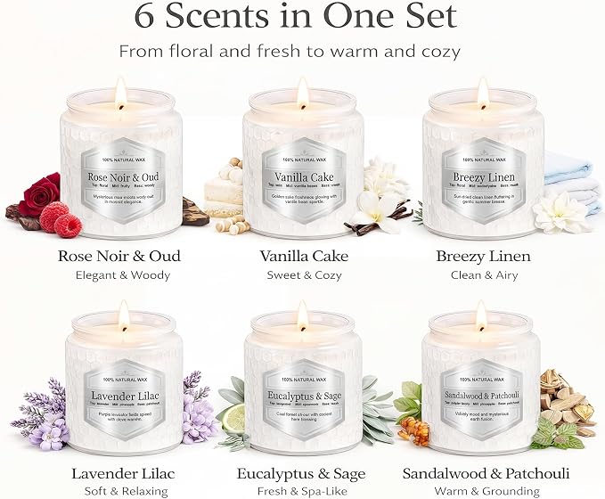 Scented Candles Gift Set for Women, 6 Pack Aromatherapy Soy Candles for Home - Image 2