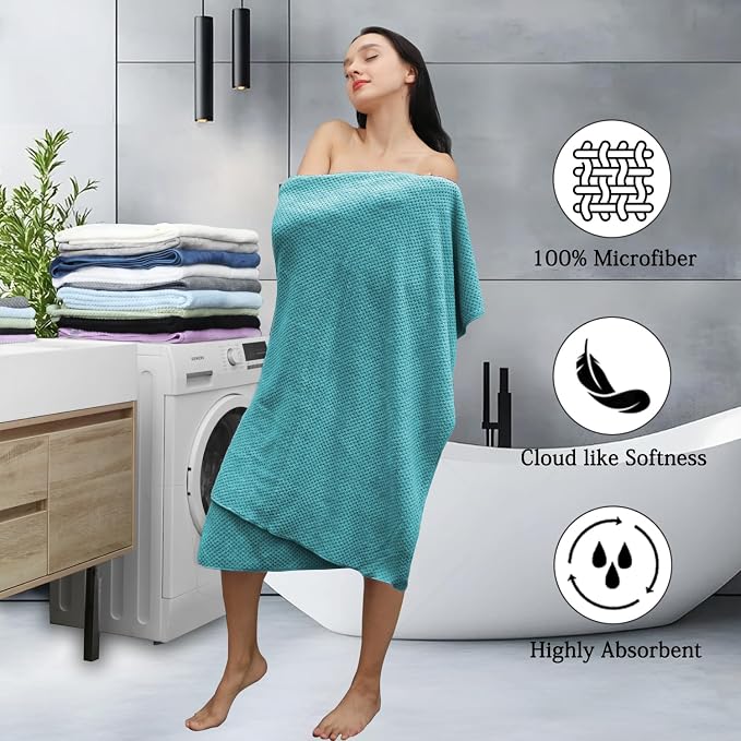 8-Piece Aqua Bath Towels Set, 2 Oversized Large Bath Towels Sheet, 2 Hand - Image 3