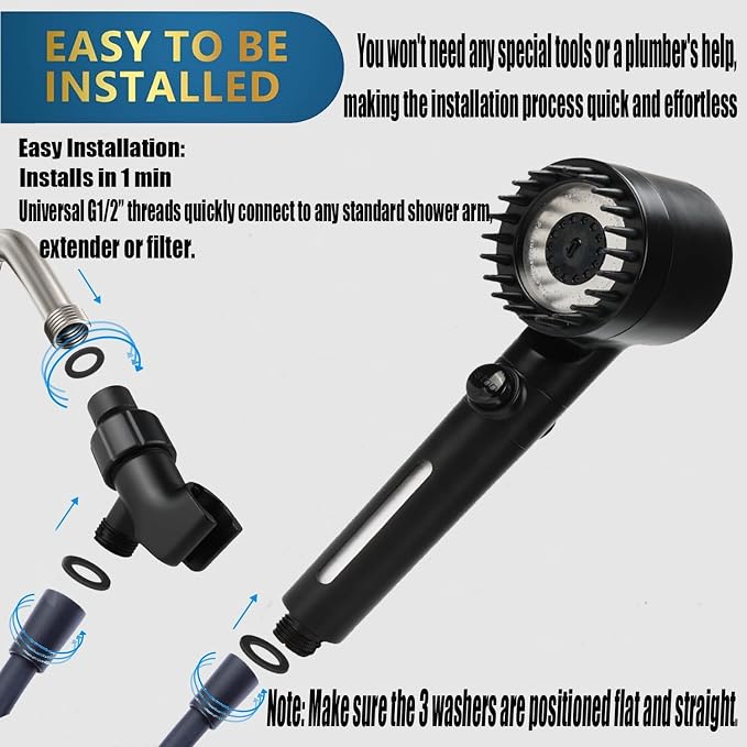 Shower Head with Handheld, Shower Heads High Pressure, High Flow Even with Low - Image 6