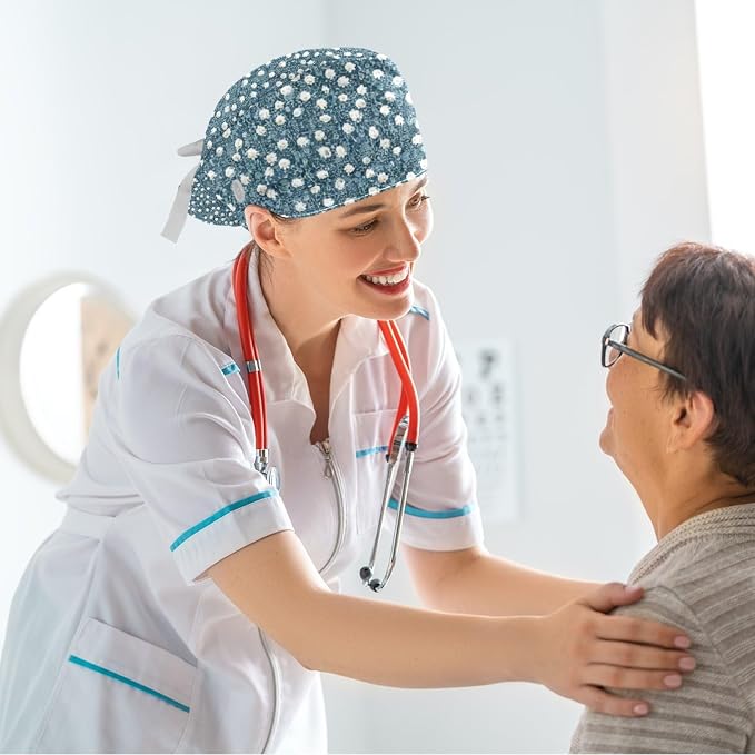 Scrub Caps Women Nursing Hats Floral Flowers - Image 6