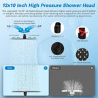 Hibbent Dual Filter All Metal 12" Rainfall Showerhead Combo, High Pressure - Image 5
