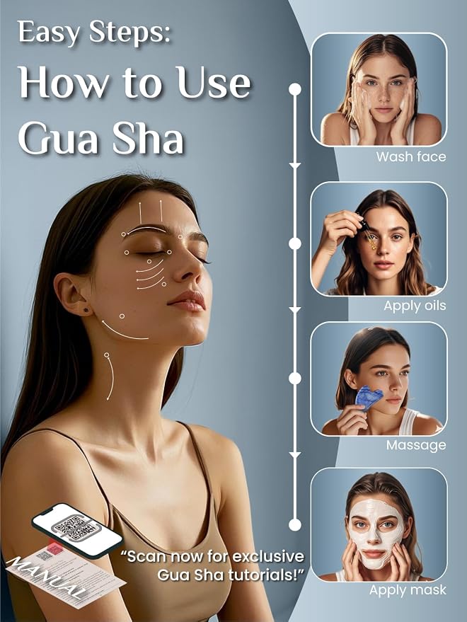 Rena Chris Gua Sha Facial Tools: Natural Blue Aventurine Guasha Tool - Image 5