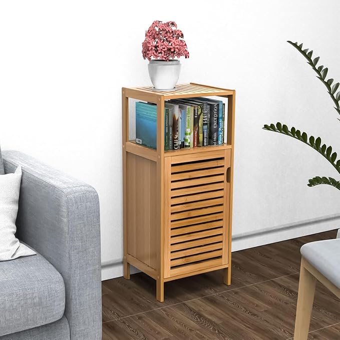 Bathroom Bamboo Storage Cabinet, Freestanding Floor Cabinet - Image 4