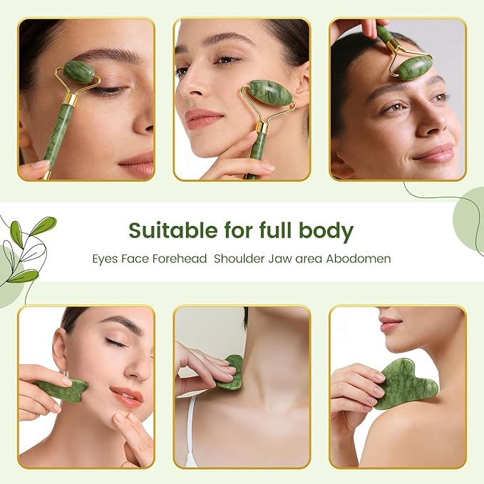 MANLENO Jade Roller & Gua Sha Set - Image 5