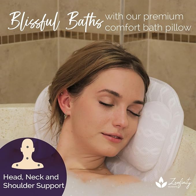 Bath Pillow - Bath Pillows for Tub Neck & Back Support, Luxury Bathtub Pillows - Image 2