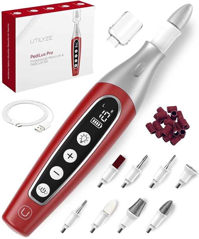 PediLux Pro Professional Manicure Pedicure Kit, Cordless Electric Nail File by UTILYZE