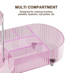 360 Rotating Vanity Makeup Organizer, 2 Small Trays & 5 Compartments - Image 4