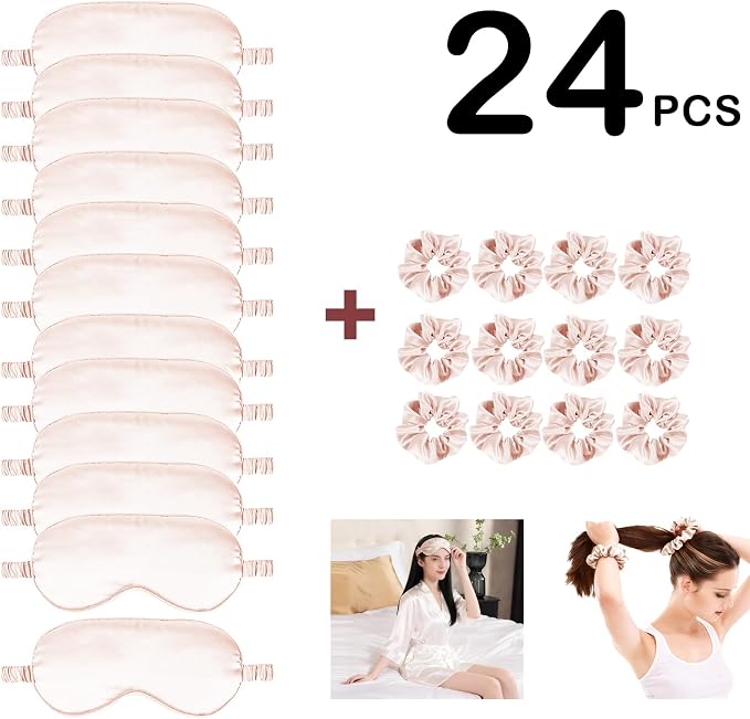 24Pcs Satin Eye Mask Silk Sleep Masks Silky Eyes Cover Blackout Blindfold - Image 2