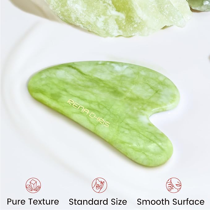 Rena Chris Gua Sha Facial Tools, Jade Guasha Tool - Image 8