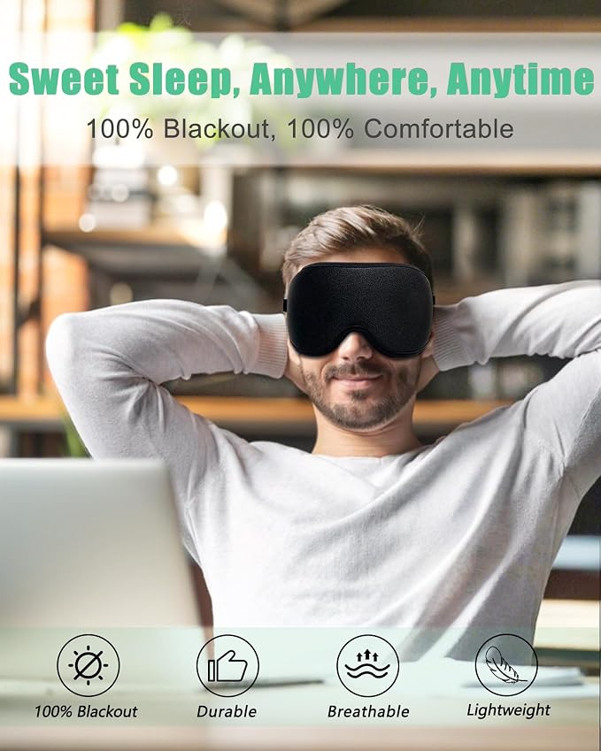 BeeVines 2 Pack 3D Contoured Sleep Mask Sleeping Eye Masks - Image 9