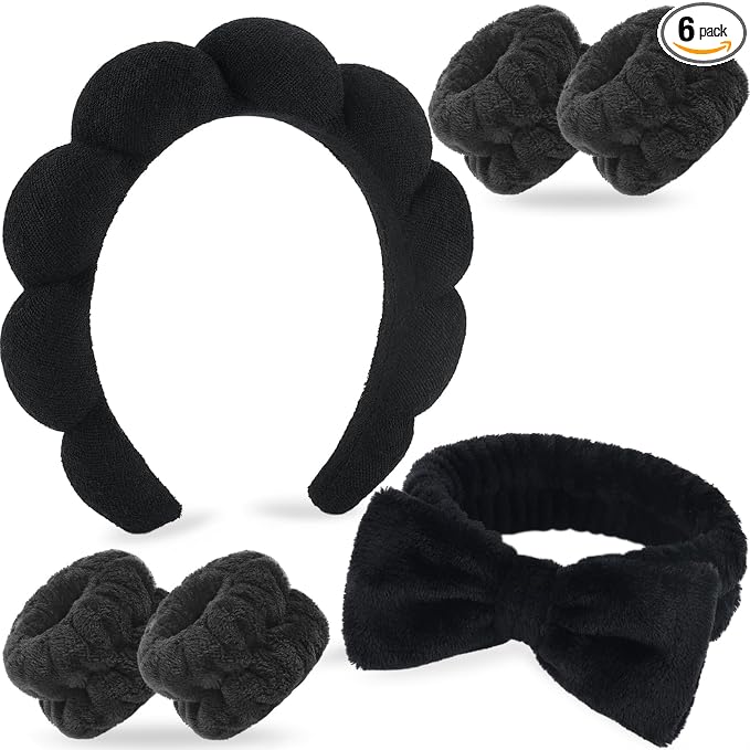 Zkptops 6Pcs Spa Headband for Washing Face Wristbands Set Women Bubble Makeup by ZKPTOPS