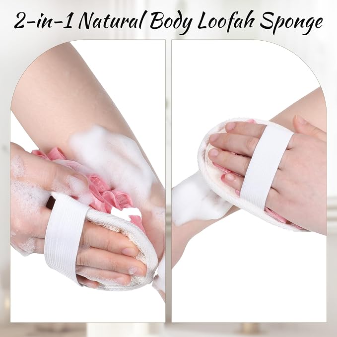 Jeffdad 2Pcs Natural Loofah Sponge, Premium Exfoliating Body Scrubber - Image 5