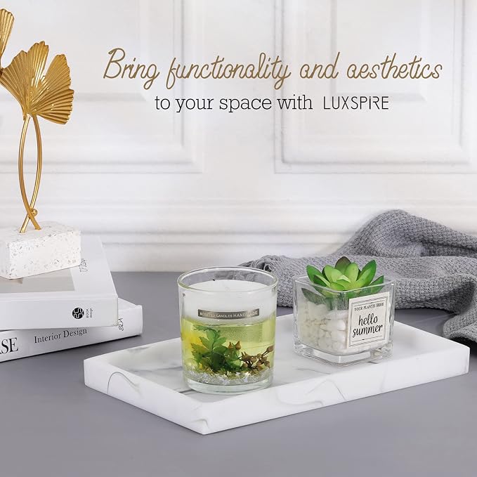 Luxspire Bathroom Vanity Tray, Resin Dresser Jewelry Ring Dish Tank Storage - Image 7