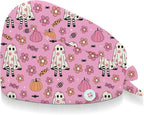 Adjustable Scrub Cap with Buttons & Sweatband, Working Hat with Elastic Tie Back by Unknown
