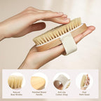 POPCHOSE Dry Brushing Body Brush, Natural Bristle Dry Skin Exfoliating Brush - Image 2