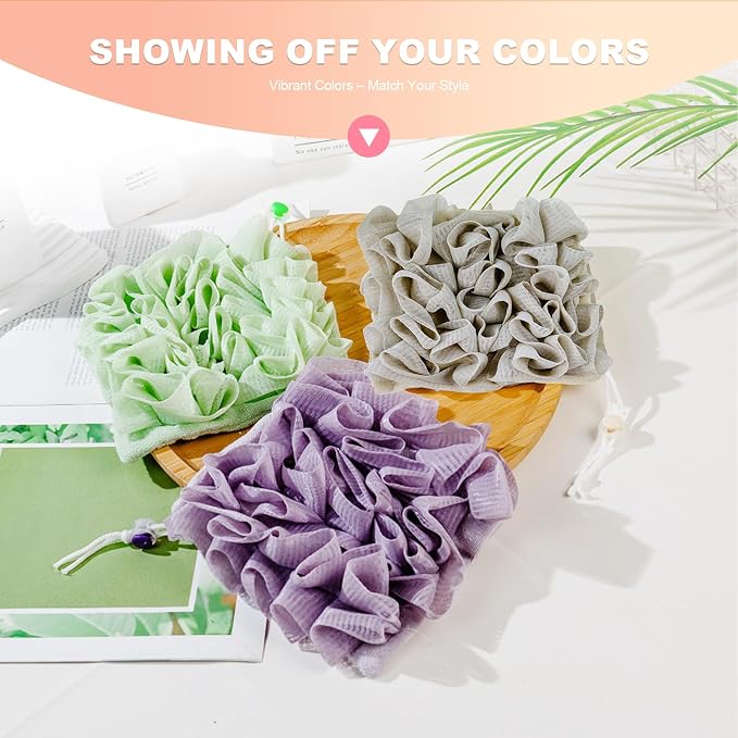 3-Pack Bar Soap Loofah Pouch, 2-in-1 Loofah Washcloth Combo - Image 5