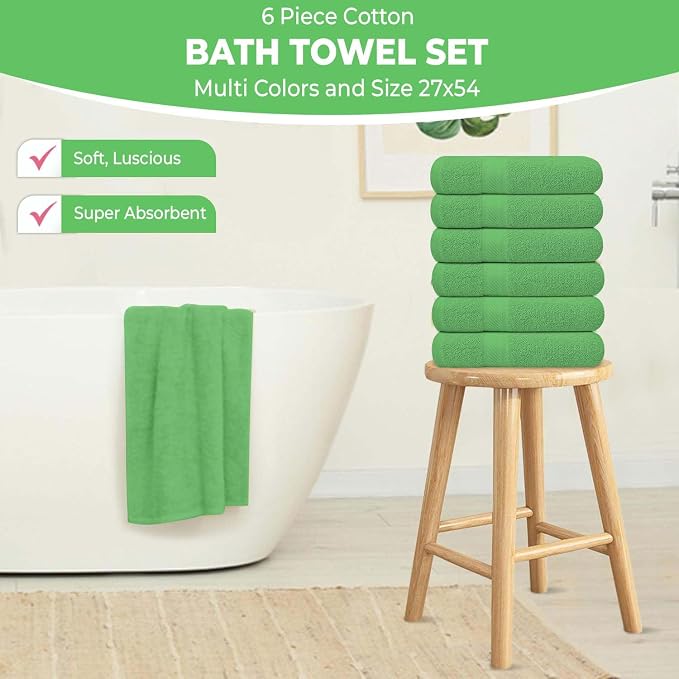 KAHAF COLLECTION 6 Pack Bath Towels Set 100% Ring Spun Cotton, Lightweight - Image 3
