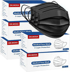 500Pcs Black Medical Disposable Face Mask 3-Ply Protection by DRMOXA