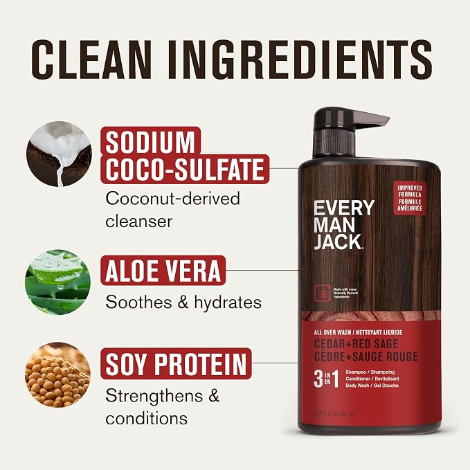 Every Man Jack Cedar + Red Sage Mens 3-in-1 All Over Wash - Image 5