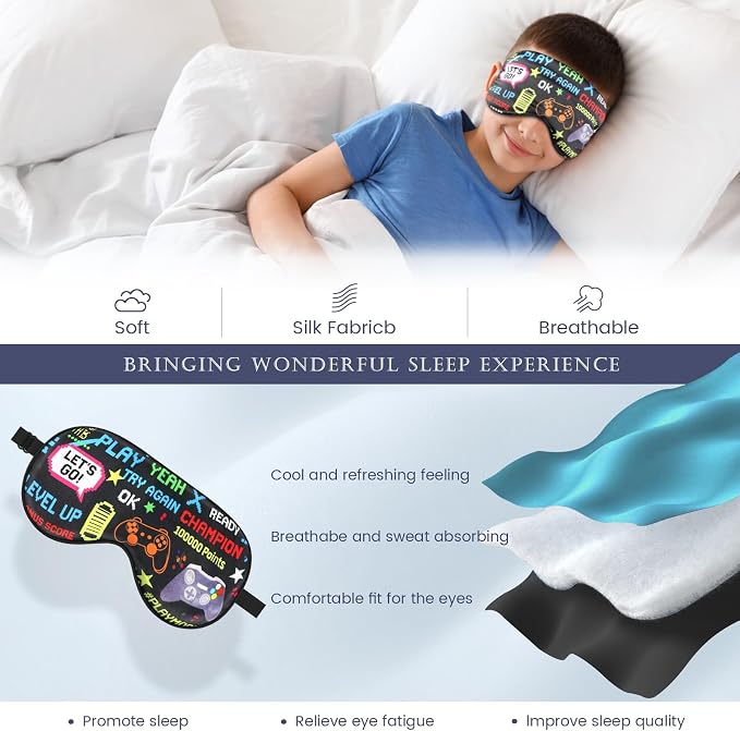 2 Pcs Boys Sleep Eye Mask, Guys Blackout Sleeping Silk Mask - Image 4