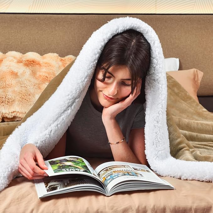 KAWAHOME Sherpa Fleece Queen Size Blanket - Image 2