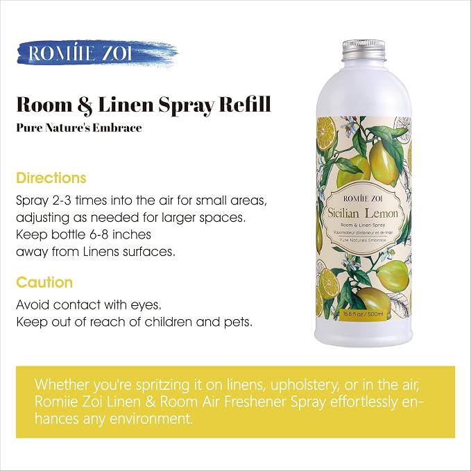 ROMIIE ZOI Lemon Room Spray Refill - 500ml / 16.8 Fl Oz - Invigorating and - Image 2