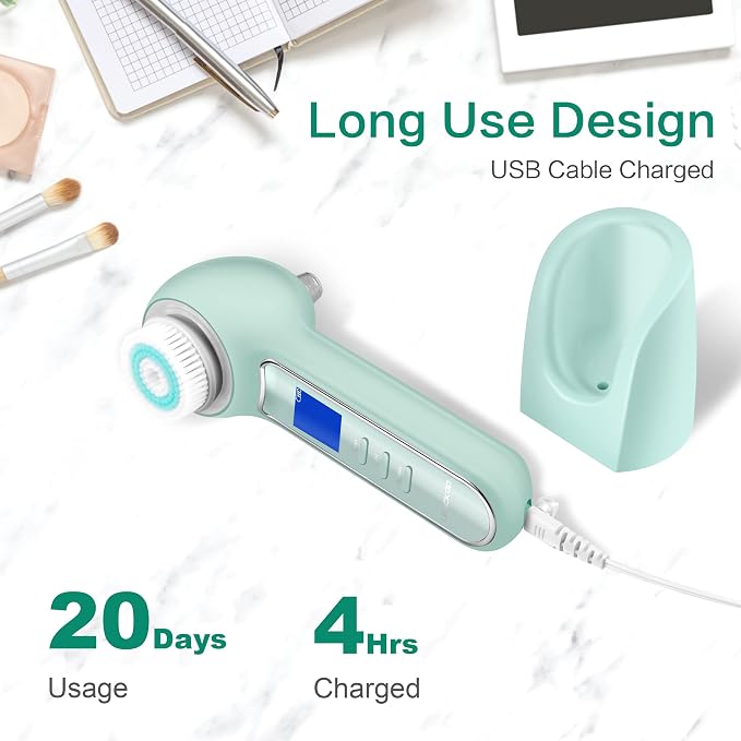 UMICKOO Face Scrubber Exfoliator, Facial Cleansing Brush Waterproof - Image 6