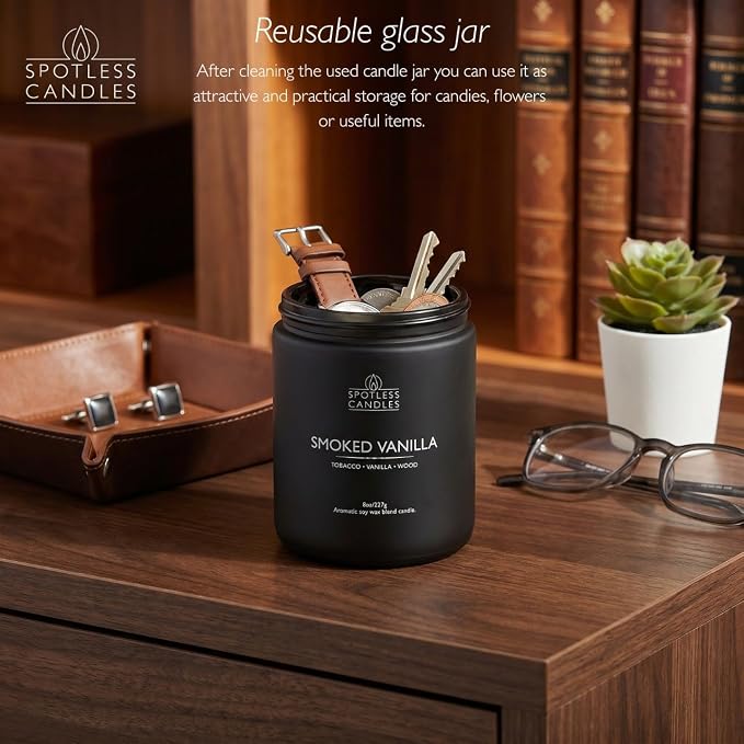 Mens Candle 2 x 8oz Pack Smoked Vanilla and Lavender Cedarwood Scents - Image 5