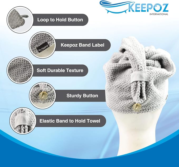 KEEPOZ Hair Towel Wrap Quick Dry 100% Cotton Super Absorbent Turban Head Wrap - Image 5