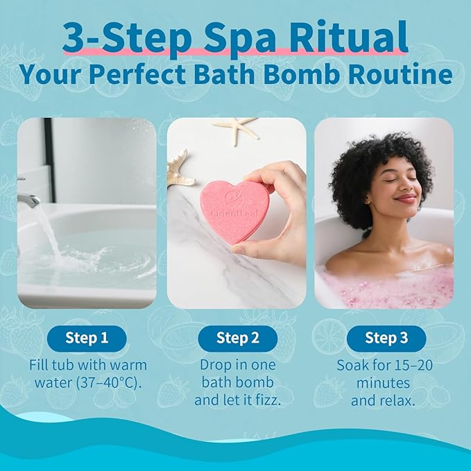 ORIENTLEAF Bath Bombs for Women, Stocking Stuffers, Bath Bombs Fruit Scented - Image 6