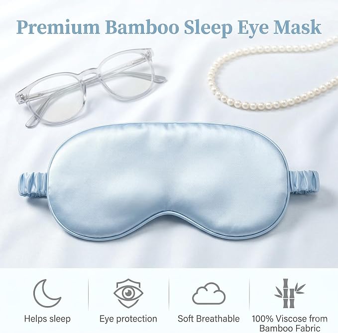 2Pcs Silk Sleeping Mask, Soft Breathable Blackout Eyeshade Comfortable - Image 4