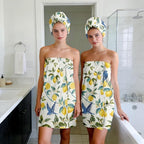 Absorbent Bath Towel Wrap Set for Women, Hummingbird Lemon Print Towel Wrap - Image 7