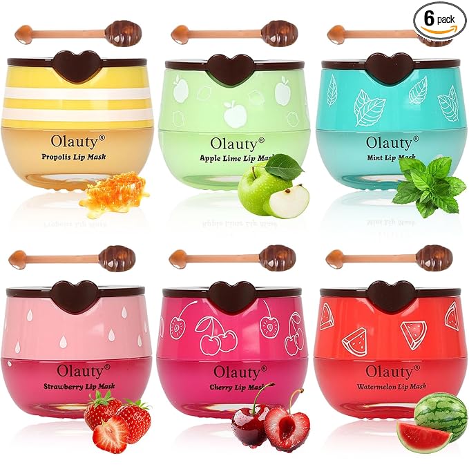 6 PCS Bee Lip Balm Honey Pot, Honey Lip Balm Bulk, Moisturising Sleep Lip Mask by Unknown