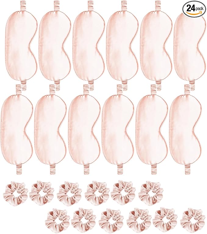24Pcs Satin Eye Mask Silk Sleep Masks Silky Eyes Cover Blackout Blindfold by WJingYiJia