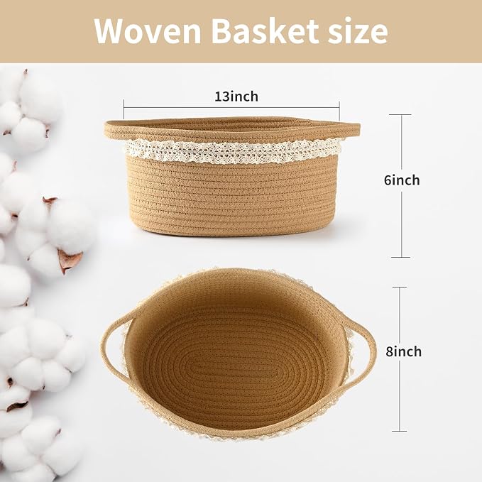 Happyiren Brown Woven Cotton Rope Storage Basket - Image 2