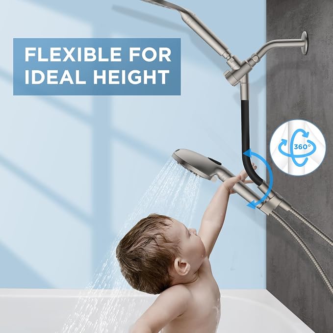 MakeFit Dual Filtered Rain Shower Head Combo, High Pressure Handheld Shower Head - Image 3
