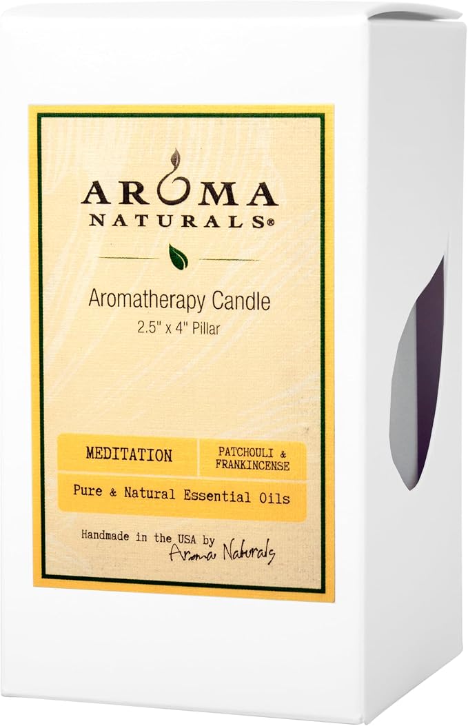 Aroma Naturals Patchouli and Frankincense Essential Oil White Scented Pillar - Image 2