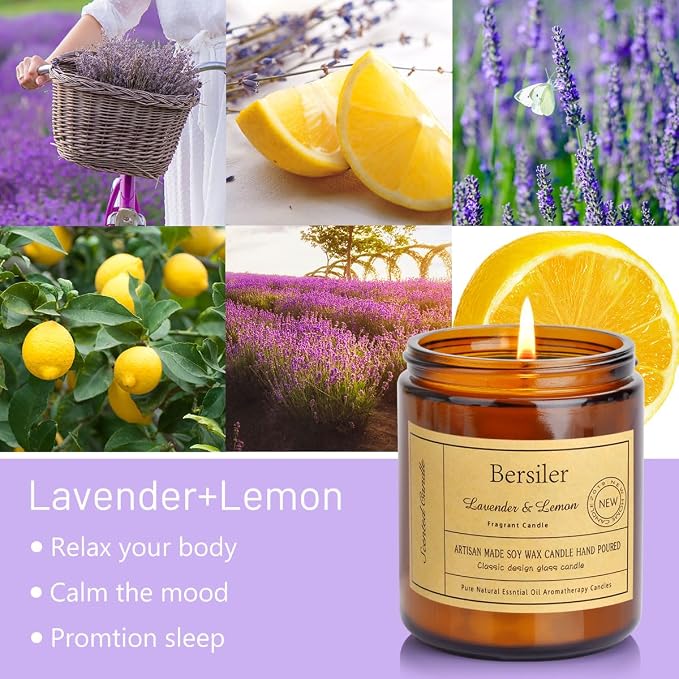 Lavender Lemon Scented Candles, Lavender Candles - Image 2