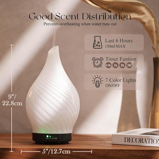 Porseme 150ml Essential Oil Diffuser Glass Color Changing Aroma Air Diffusers - Image 3