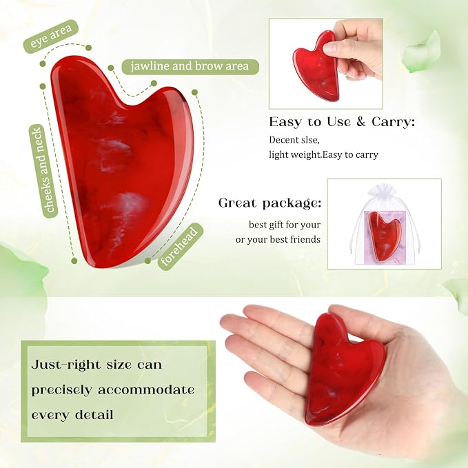 Sherr 24 Sets Gua Sha Facial Tools Bulk Resin Heart Shaped Guasha Boards - Image 3