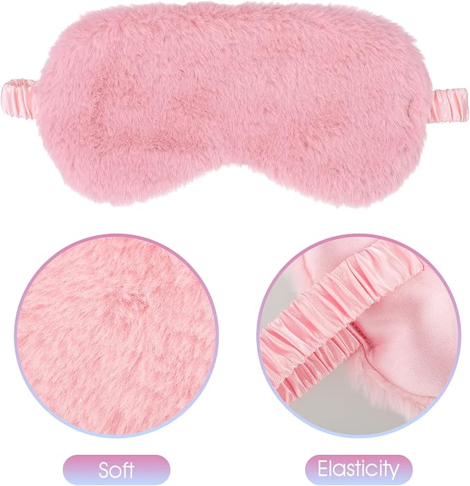 2 Pcs Plush Eye Mask Soft Sleeping Blindfold Eye Cover Comfortable Furry Faux - Image 6
