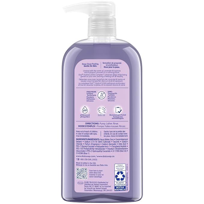 Dial Body Wash, Calm & Soothe Lavender & Jasmine Scent, 23 fl oz - Image 6
