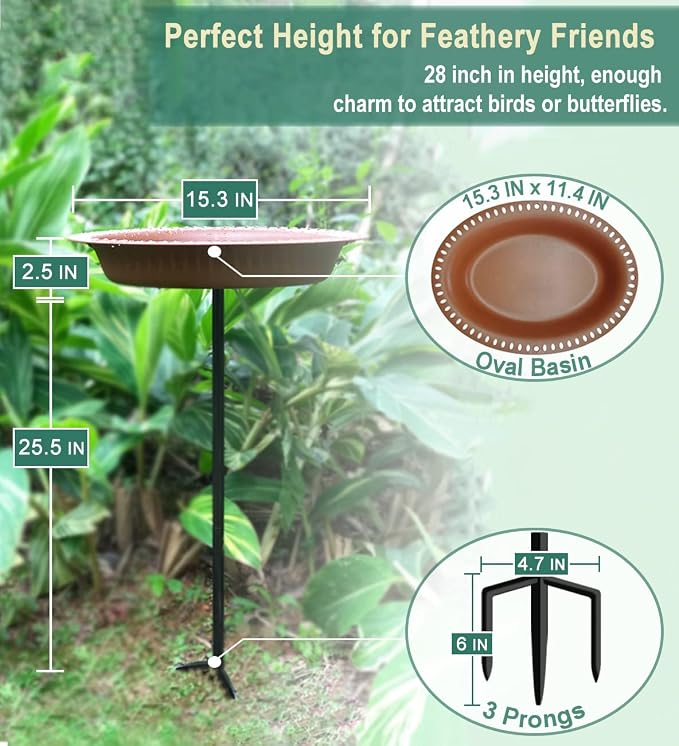 Garbuildman 28 inch Lightweight Birdbaths Antique Decoration Detachable - Image 2